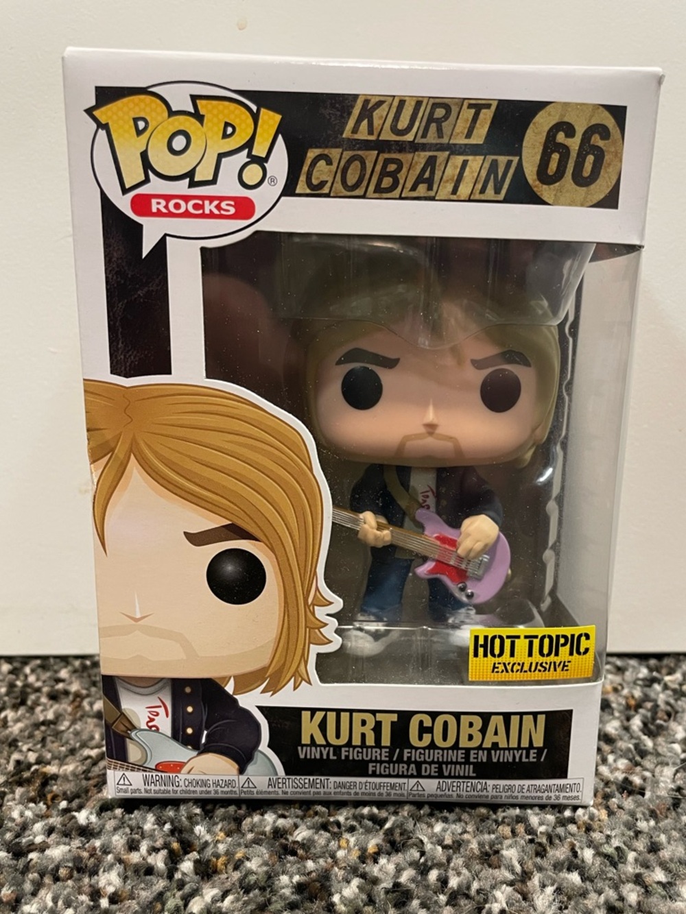 Funko Nirvana Kurt Cobain Pop! Vinyl with Pink Guitar- Hot Topic Exclusive